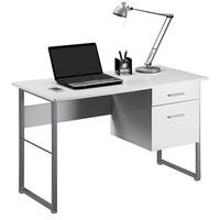 Kassel Computer Desk Rectangular In White Gloss And Grey Frame