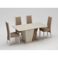Kati Marble Effect Cream Dining Table With 4 Kati Dining Chairs