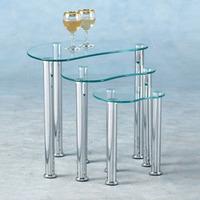 Katerina Clear Glass Nest of 3 Tables