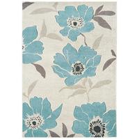 kampala teal blue floral modern rug