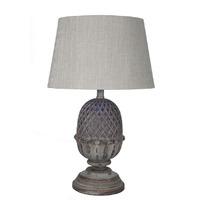 Kamina White Wash Wooden Table Lamp in Grey