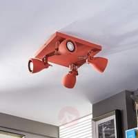 Kadiga - 4-bulb LED ceiling light, red