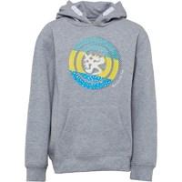 kangaroo poo boys printed chest fleece hoody grey marl