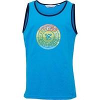 kangaroo poo boys contrast trim vest with chest print turquoise