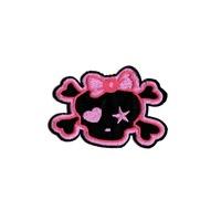 Kawaii Bow Skull Iron-On Woven Patch