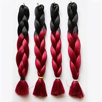 Kanekalon Jumbo Box Braid Hair Two Tone Black Mix Red Color Length 20\