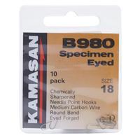 Kamasan B980 Barbed Specimen Eyed Hooks - Size 18