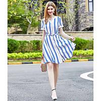 kanfwomens casualdaily a line dresslines waves v neck knee length abov ...