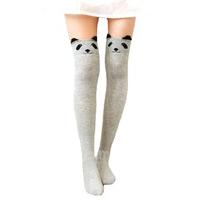 Kawaii Panda Face Knee High Socks - Size: One Size