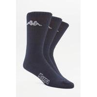 Kappa Navy Crew Socks Pack, NAVY