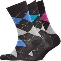 Kangaroo Poo Mens Three Pack Socks Black Argyle