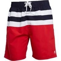Kangaroo Poo Mens Striped Board Shorts Navy/Red