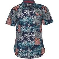 Kangaroo Poo Mens Tropical Print Short Sleeve Shirt Navy/Multi
