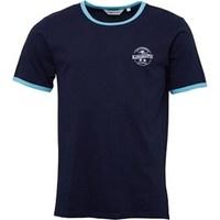 Kangaroo Poo Mens Chest Print Ringer T-Shirt Navy/Blue
