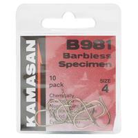 Kamasan B981 Eyed Barbless Hooks - Size 4 - Assorted, Assorted