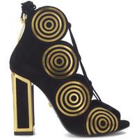 Kat Maconie Vera sandal in golde suede and gold laser cut metallic swirls women\'s Sandals in black