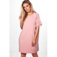 Katy Frill Detail T-shirt Dress - blush