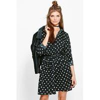 Kairi Spot Shirt Dress - black