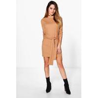 Kady Tie Front Dress - tan