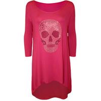 kathy skull detail dip hem top cerise