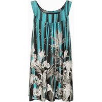 Kalea Sleeveless Floral Swing Vest - Turquoise