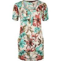 Katniss Sequin Floral Print Tunic - Green