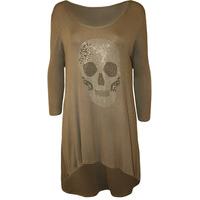 kathy skull detail dip hem top mocha