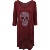 kathy skull detail dip hem top wine