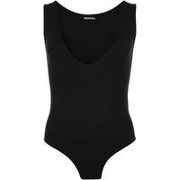 Kat Basic V-Neck Sleeveless Plunge Bodysuit - Black