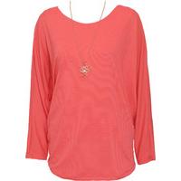 Kasey Crepe Lined Batwing Blouse - Coral