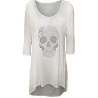 kathy skull detail dip hem top white