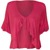 katrina frill short sleeve tie up cardigan cerise