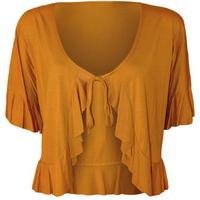 katrina frill short sleeve tie up cardigan mustard