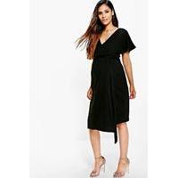 Katy Crepe Wrap Midi Dress - black