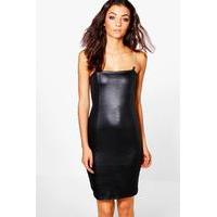 Kacia Metallic Chain Strap Mini Dress - black