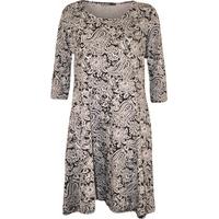 kaylee print 34 sleeve belted dress black