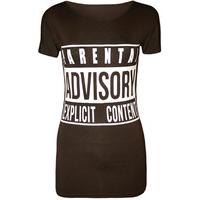 Kaley Parental Advisory T-Shirt - Dark Brown