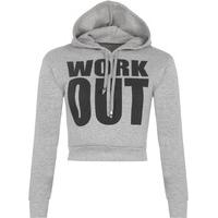 Kailey \'Work Out\' Cropped Long Sleeve Hoodie - Light Grey