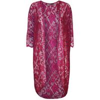 Kailyn Lace Open Long Cardigan - Magenta