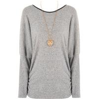 Kari Knitted Studded Batwing Top - Grey
