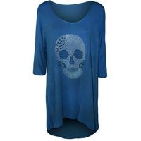 Kathy Skull Detail Dip Hem Top - Royal Blue