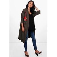 Katy Embroidered Kimono Jacket - khaki