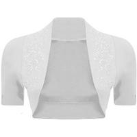 Kate Short Sleeve Beaded Shrug - White