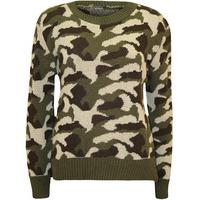 Kailee Camouflage Knitted Jumper - Green