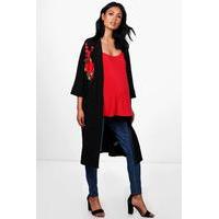 Katy Embroidered Kimono Jacket - black