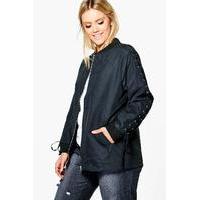 Kate Lace Up Detail Bomber - black