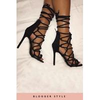 Katniss Black Rope Lace Up High Heels