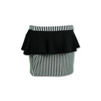 Kara Striped Peplum Mini Skirt In Black & White