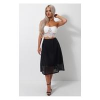 kadin black stripe mesh midi skirt