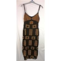 Karen Millen Brown and Tan suede Calf length dress